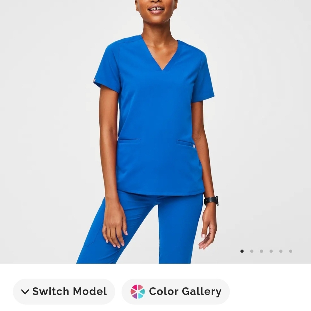 Figs Royal Blue Women's V-Neck Scrub Top
